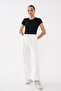 Belted, Cashmere-Embellished, Three-Yarn Pants with Stoppered Cuffs