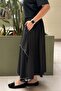 Elastic Waist Skirt with Sewing Detail and Flap - 3