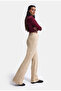 Women's Beige Flare Fit Velvet Velvet Fabric Trousers - 6