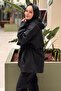 Stone Embroidered Hooded Zippered Coat - 3