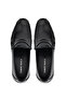Men's Genuine Leather Black Open-Toe Loafer Shoes - 5
