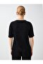 Black Pleated Detailed Round Neck Short Sleeve Velvet Blouse - 6