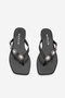 Women's Blunt Toe Flip Flops with Stones Varnesa White S - 5