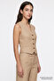 Linen Blend Regular Vest with Back Buckle - 3