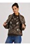 Women's Brown Ethnic Patterned Shawl Detailed Long Sleeve Knitwear Sweater - 2