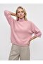 10851 High Neck Soft Textured Sweater-Powder Pink - 3