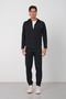 Men's Black Diver Fabric Cotton Hooded Winter Tracksuit Set - E229 - 4