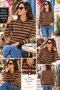 Women's Striped Sports Polo Collar Mercerized Long Sleeve Seasonal Sweater - 2