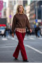 Women's Brown W6-81 Oversize Plaid Shirt Detailed Design Sweatshirt - 5