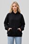 Black Unisex Gothic Butterfly Printed Hooded Oversize Patterned Fabric Sports Sweatshirt Hzlkapbas22Ssweat - 3