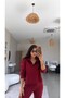 Burgundy Zippered Ribbed Top and Bottom Set - 3