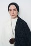 Motif patterned fleece viscose shawl - black