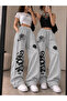 Women's 2-Pack Side Strip Fluted Graffiti Axolotl Printed Loose Fit Comfortable Women's Sweatpants