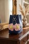 Set of 2 Hand Knitted Fluffy Flower Bag Ornaments and Keychains - Macrame Charm - 2