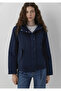 Hooded Navy Blue Jacket Share Loose Fit / Loose Comfortable Cut 1110877-86623