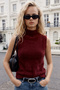 Zero Sleeve Bearded Knitwear Blouse - Red