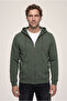 Hooded, Zippered, Pocketed, Regular Fit, Warm Cotton Basic Sweatshirt Cardigan - 2