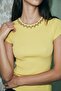 Collared Short Sleeve Knitwear - Yellow - 4