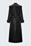 Long Leather Trench - Black - 7