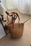 Women's woven bag camel woven - 5