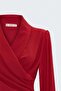 Stripe Patterned Double Breasted Blouse - Red - 3