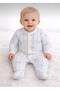 Baby Boy Blue Bow Patterned Jumpsuit – Cotton Long Sleeve Jumpsuit with Snap Fasteners and Booties-128947 - 5