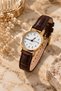 Women's Wristwatch Gold Color Round Case White Dial Brown Croco Patterned Leather Band Analog Vintage Classic Elegant Old Money Women's Watch 2026 - 2
