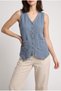 Women's 100% Cotton Muslin Buttoned V-Neck Tassel Vest with Inverted Stitching - 3