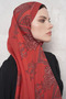 Floş Viscose Shawl Riseon Pattern - Red - 4