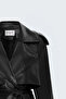 Long Leather Trench - Black - 6