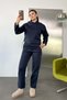 Women's Hooded Stoppered Sweatshirt Set Navy Blue - 27K 2799