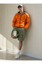 Men's Seasonal Orange Lined Raincoat & Windbreaker with Pockets - 5