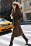 Long Leather Trench Coat - Brown