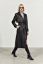 Long Leather Trench - Black - 3
