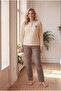 Ribbed Interlock Fabric Collar Buttoned Winter Plus Size Women's Pajama Set 2700 - 2