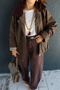Trench Coat with Velvet Collar and Pocket Bags - 2
