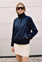 Satin Bomber Jacket - Navy Blue