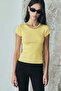 Collared Short Sleeve Knitwear - Yellow - 2