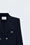 Buttoned Classic Jacket - Navy Blue - 4