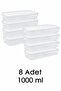 8-Piece Refrigerator Organizer - Refrigerator Suitable Storage Container Multi-Purpose Kitchen Organizer 1000ml White - 2