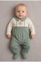 Baby Boy Teddy Bear Embroidered Jumpsuit – Stylish Collar Detailed Cotton 128425-