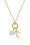 Women's Pearl Detailed Fixed Charm Bow Figured Zircon Stone Steel Chain Stylish Necklace Gift