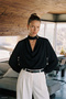 Plunging Neck Blouse - Black