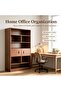 Modern Book Shelf with Storage, Tall Bookshelf with 2 Doors, Modern Bookcase with 7 Open Cubes, Wooden Bookshelf for Home and Office, Living Room, Study, Light Walnut (71.26×24.41×9.45 inches) - 6
