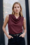 Patterned Degaje Collar Blouse - Burgundy