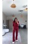 Burgundy Zippered Ribbed Top and Bottom Set - 2