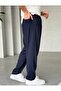 Elastic Waist Ribbed Baggy Trousers - 2