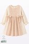 Baby Girl 100% Cotton Long Sleeve Muslin Dress with Bib Detail