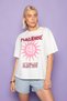 Women's Oversized T-Shirt Paradise Sundream Printed White – Crew Neck, 100% Cotton Compact Single Jersey 24/ - 4
