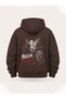 Unisex Men's and Women's Rebellion Design Printed Oversize 3 Thread Hooded Sweatshirt - 5